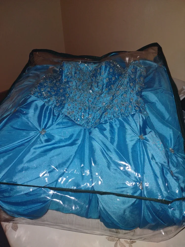 Beautiful Teal Blue Prom Dress image indicator(6)