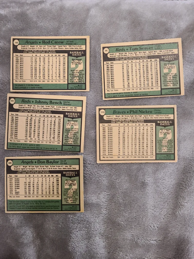 1979 O Pee Chee Baseball Cards - 5 Card Lot - Reds & Angels image indicator(2)