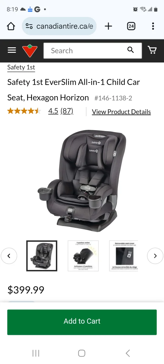 BNIB Safety 1st EverSlim 4-in-1 Convertible All-in-One Car Seat thumbnail