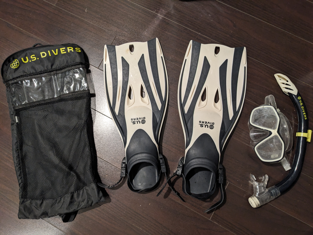 U.S. Divers Snorkeling Set with Fins, Mask, Snorkel, and Bag