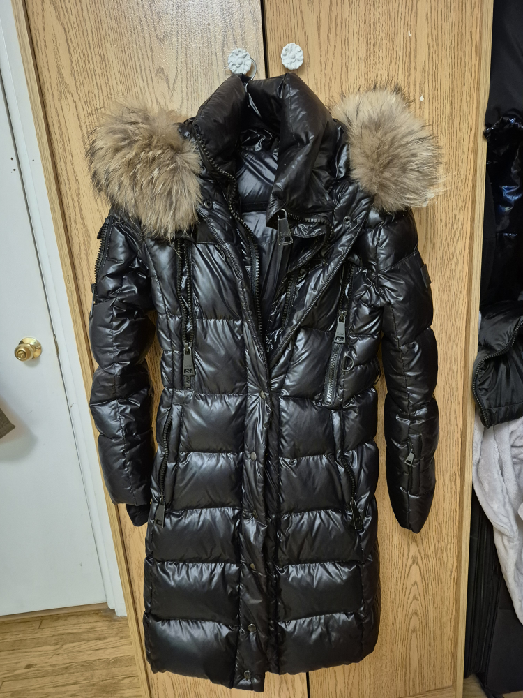 Black Puffer Jacket with Fur Hood