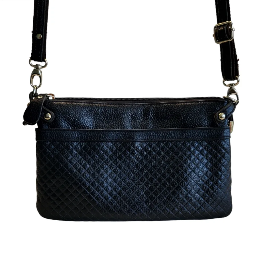 VINTAGE Black Leather Crossbody | Adjustable Length Strap image indicator(2)