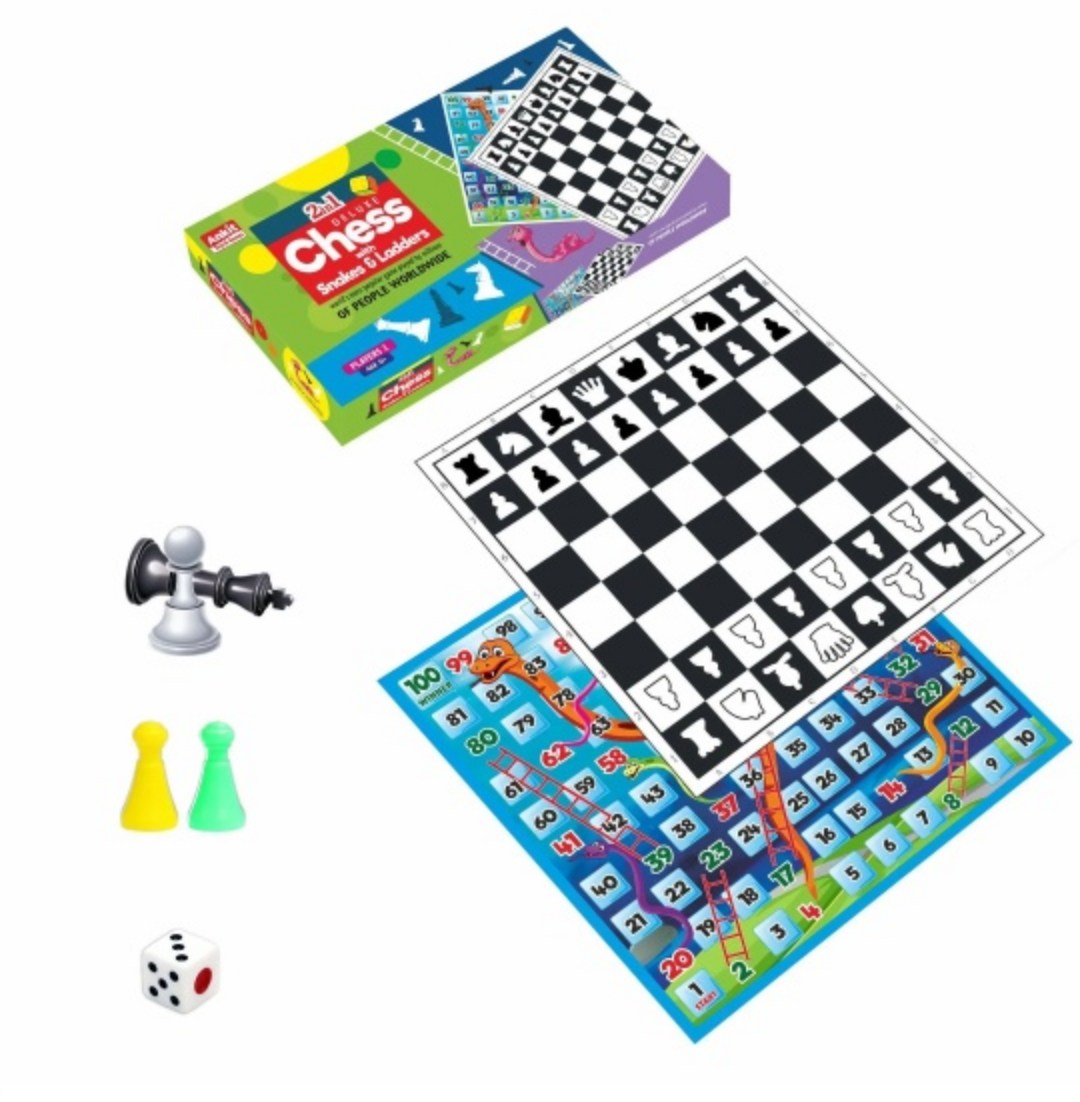 2-in-1 Deluxe Chess with Snakes and Ladders Board Game - photo 5
