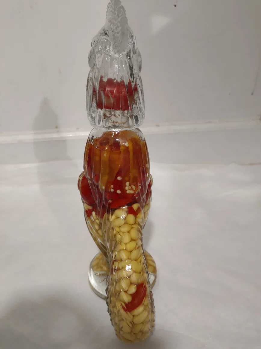 Rooster Shaped Glass Bottle with Peppers and Corn image indicator(6)