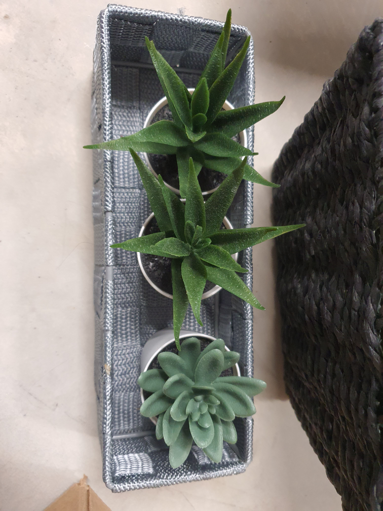 fake plants, candles, and glass mini owls for decoratio - photo 3