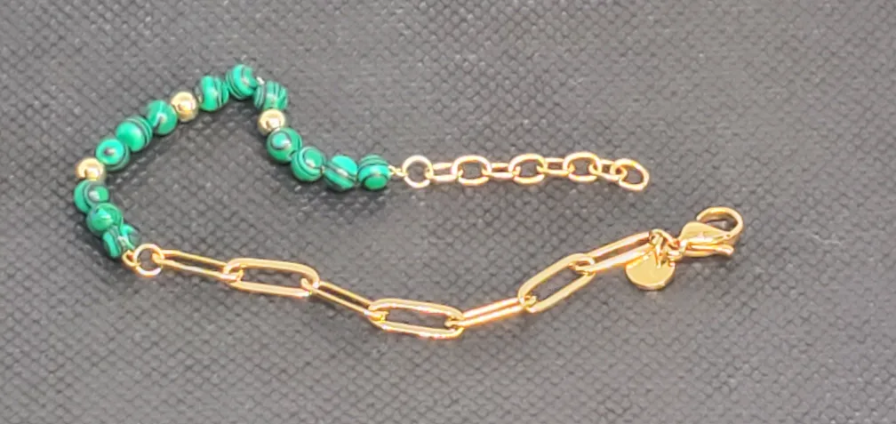 Gold Chain Malachite Bracelet image indicator(5)