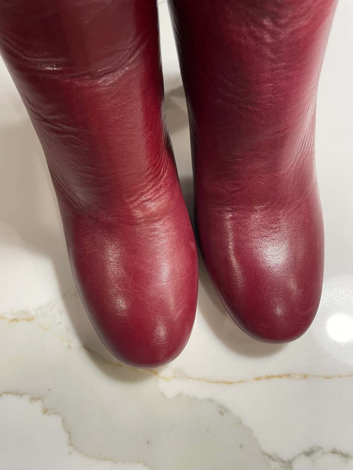 Zara Burgundy Leather Knee High Boots image indicator(3)