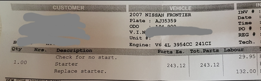 2007 Nissan Frontier V6 starter - photo 5