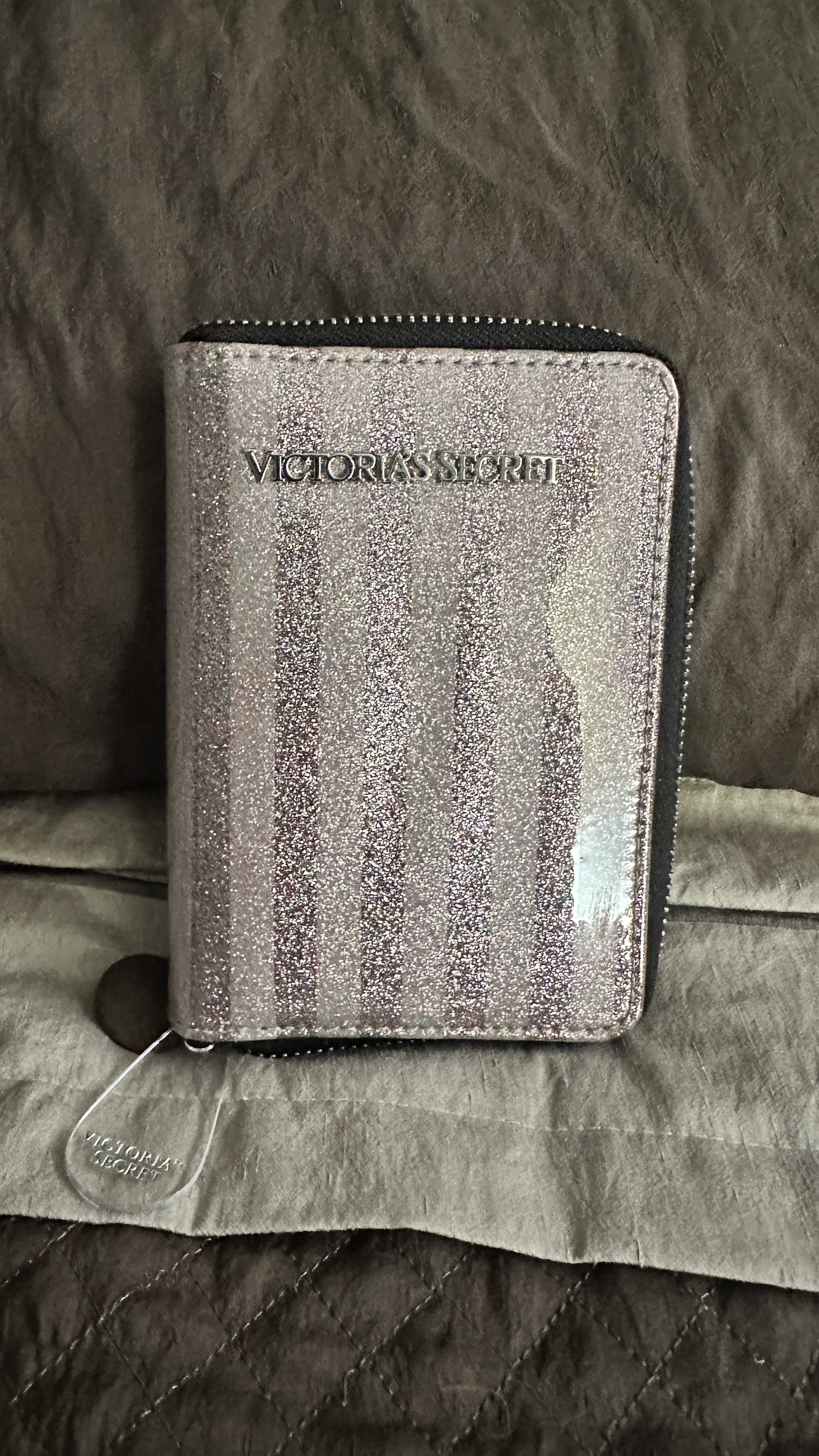 Victoria's Secret Pink Glitter Stripe Zip-Around Wallet