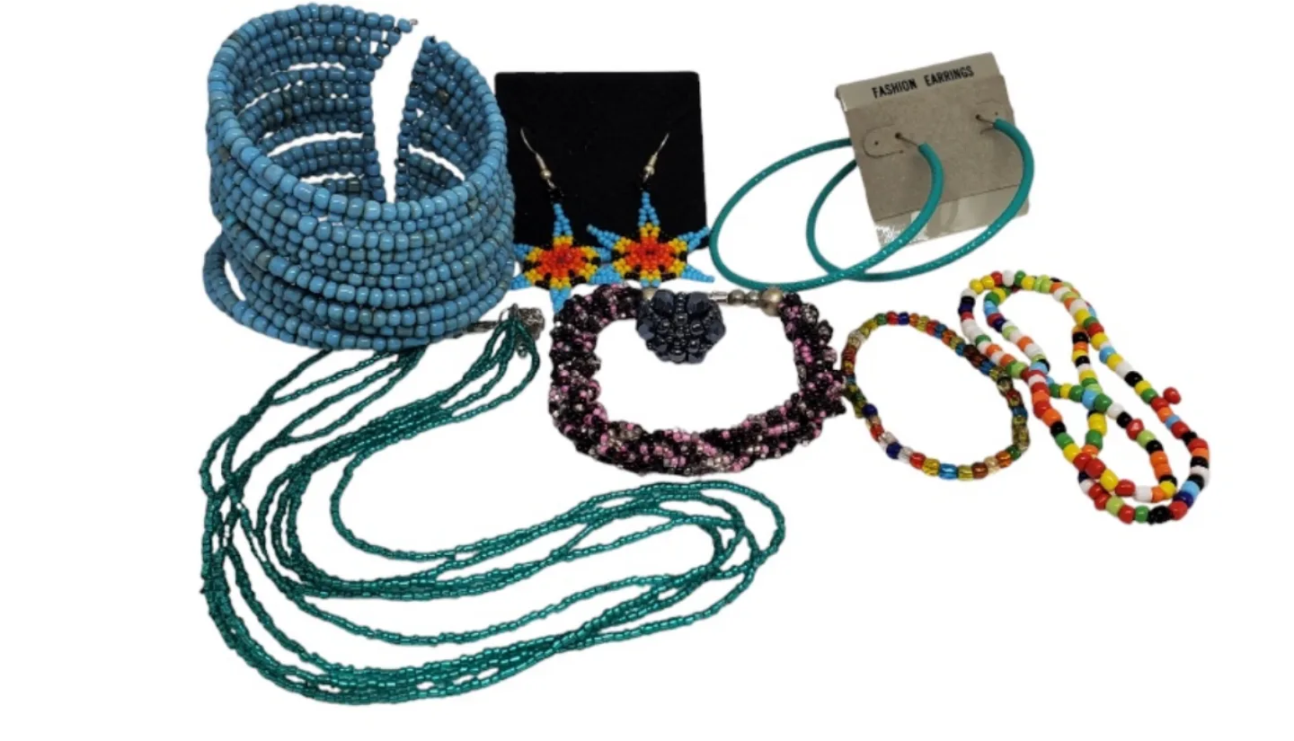 Beaded Jewelry Lot - Bracelets, Necklaces, Earrings & Ring image indicator(3)
