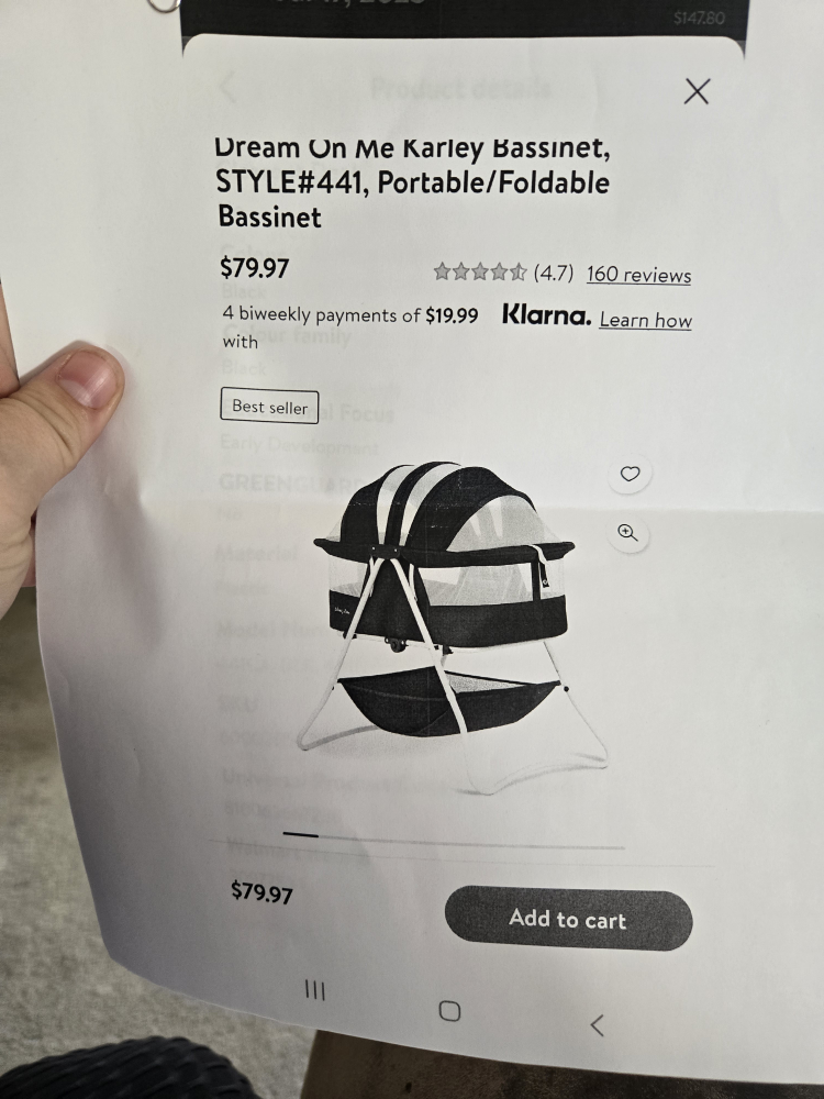 Dream On Me Portable Bassinet