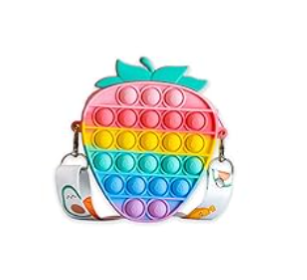 New Rainbow Strawberry Pop It Fidget purse