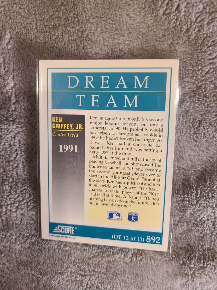 1991 Ken Griffey Jr. Score Dream Team Baseball Card #892 image indicator(2)