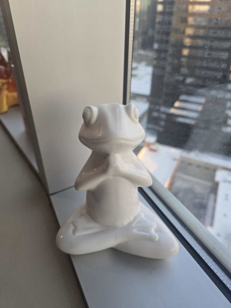 🧡 White Ceramic Yoga Frog Figurine # Freecycle