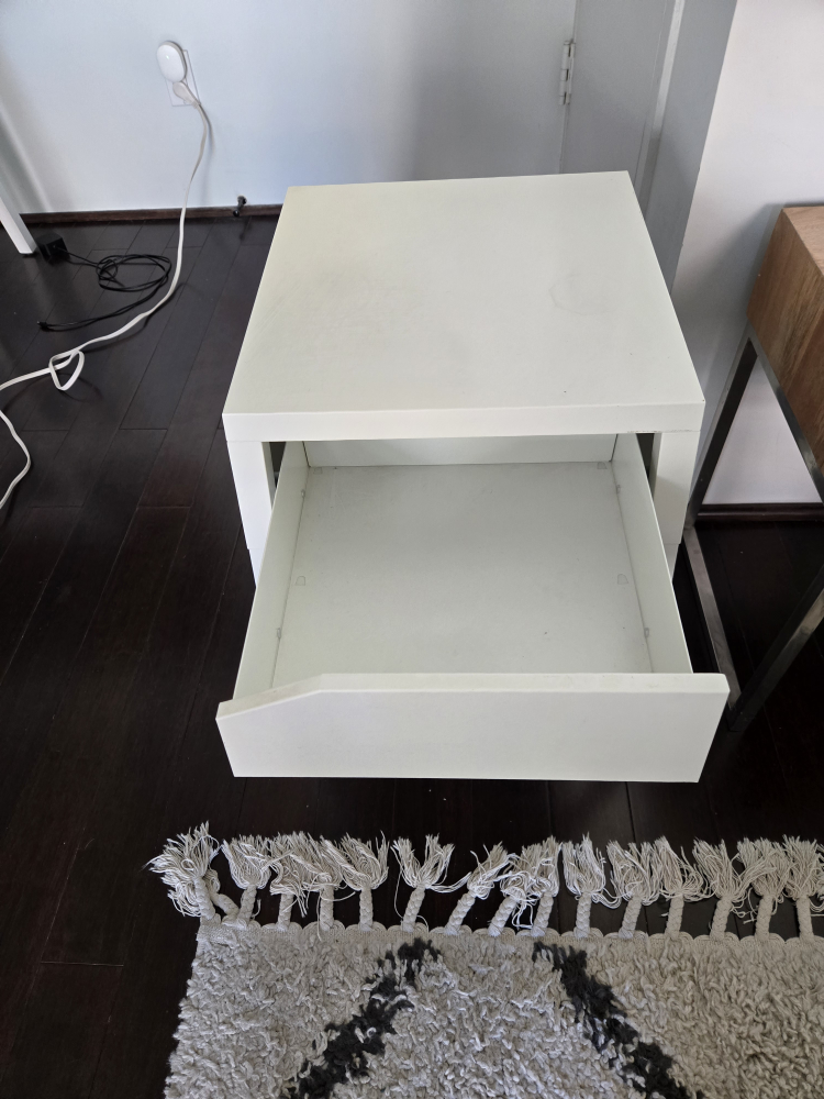 White Nightstand with Drawer - photo 2