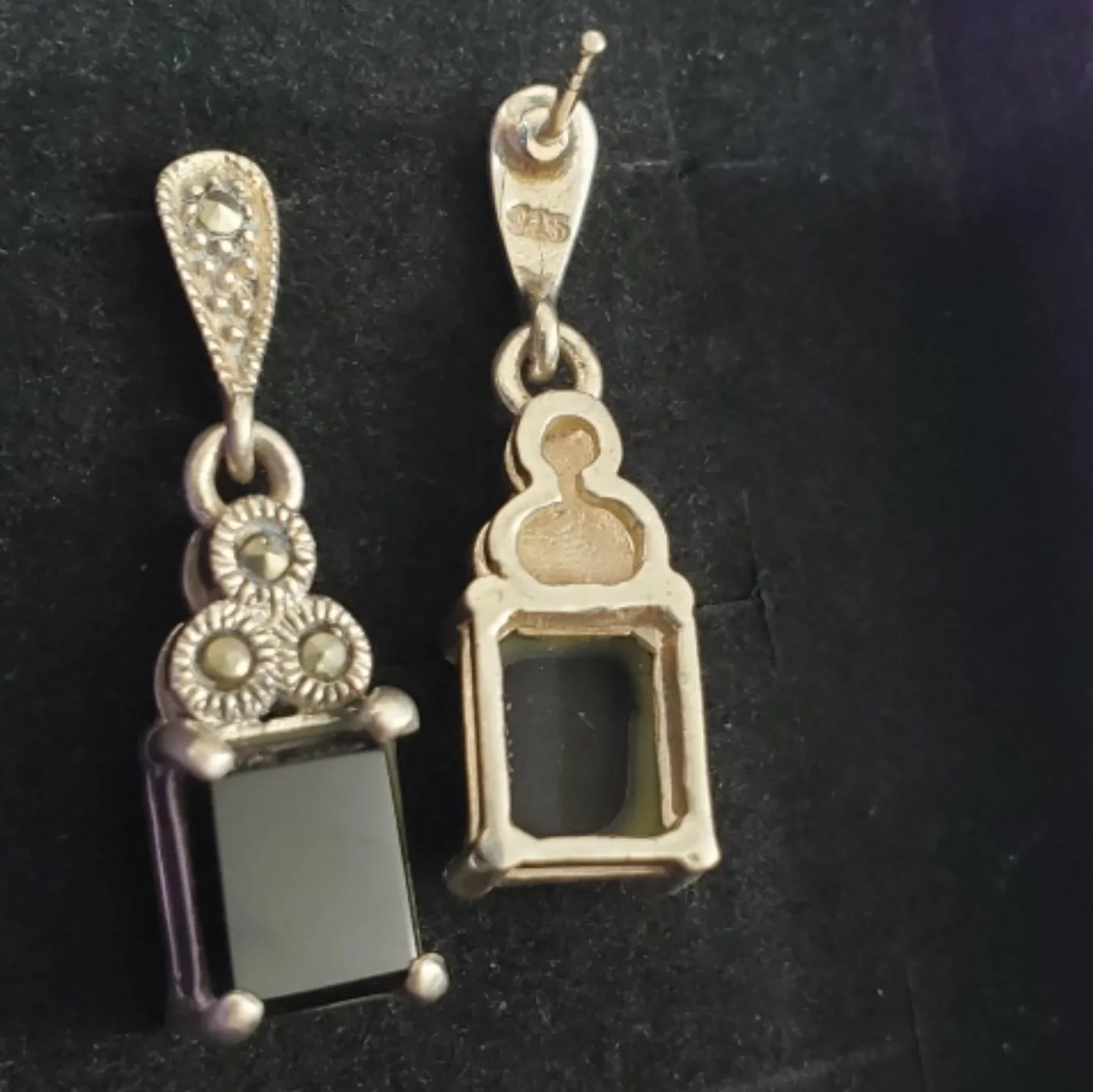 Sterling Silver Black Onyx Drop Earrings image indicator(3)