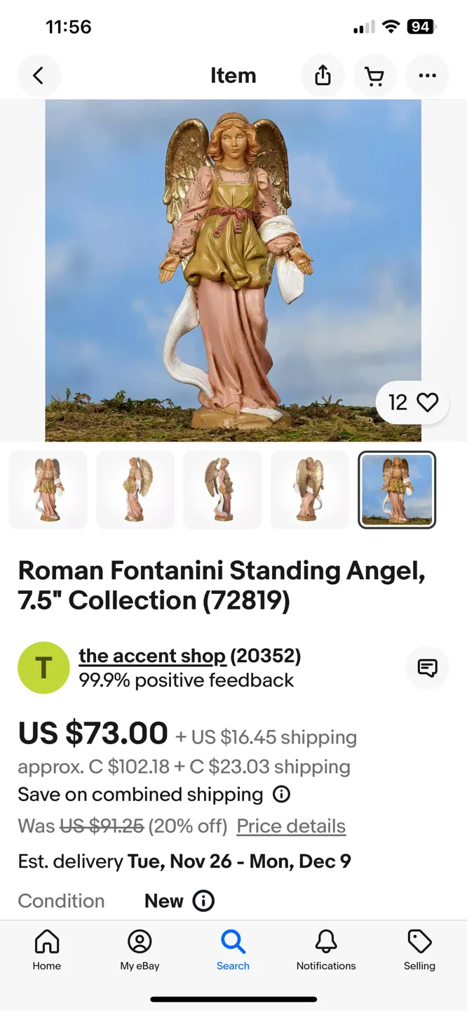 Roman Fontanini Standing Angel, 7.5" Collection (72819) image indicator(3)