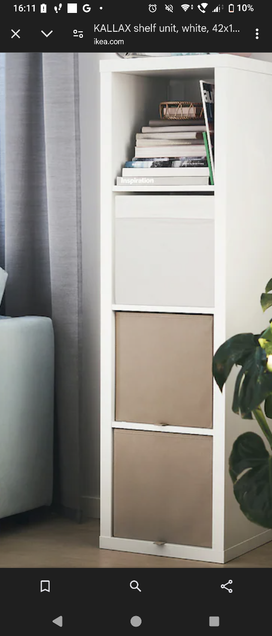 KALLAX, WHITE + 4 DRONA boxes ( white )