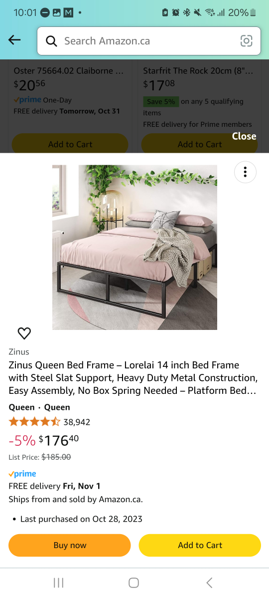 Zinus Queen Bed Frame - Lorelai 14 inch