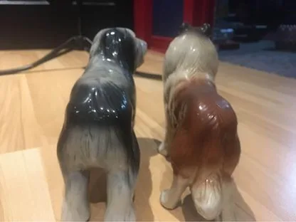 Two Vintage Dog Figurines Magrou porcelain dogs made in Portugal image indicator(4)