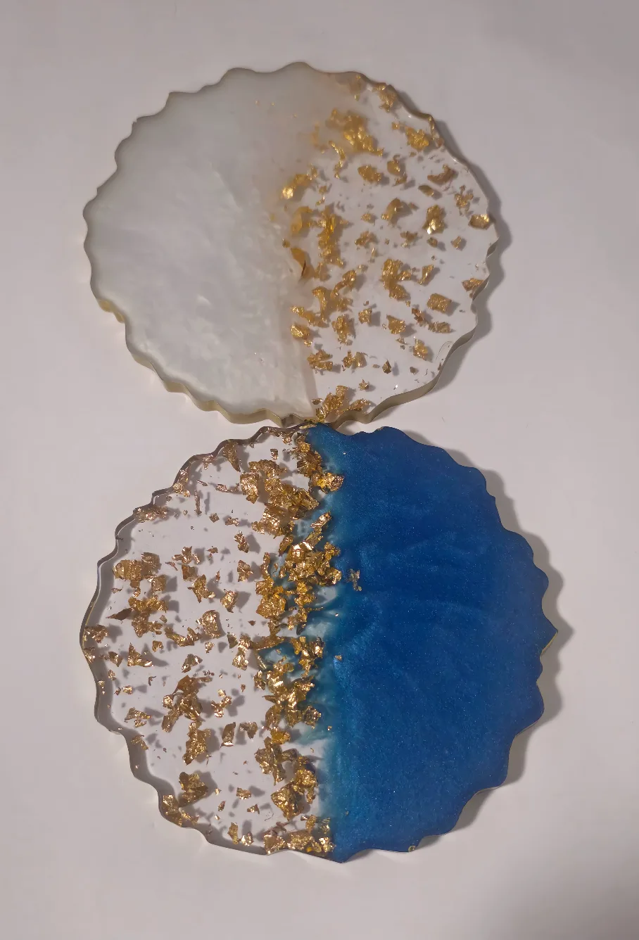 Blue and White Coasters, Resin art image indicator(4)