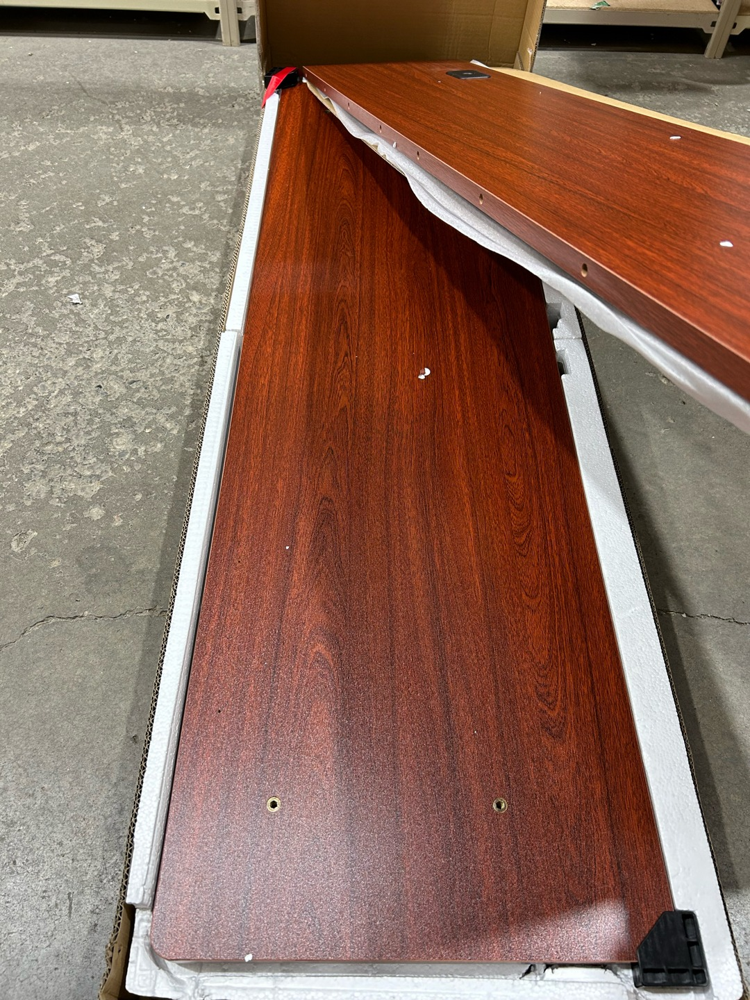 SHW 55-inch Electric Height Adjustable Desk, Black/Cherry - photo 4
