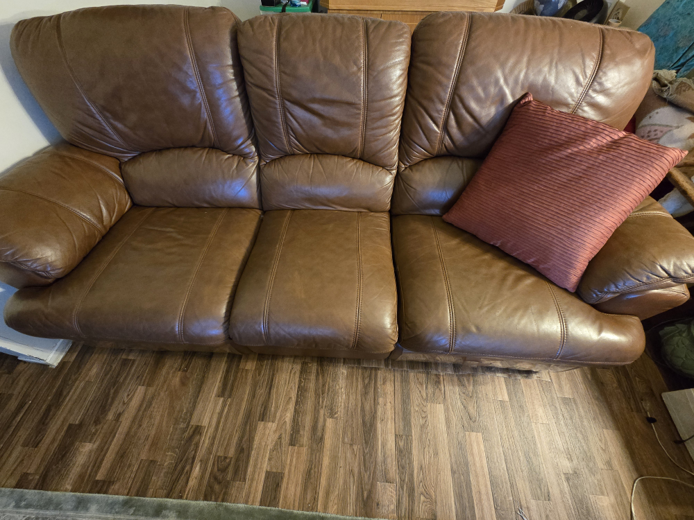 Brown Leather Reclining Sofa