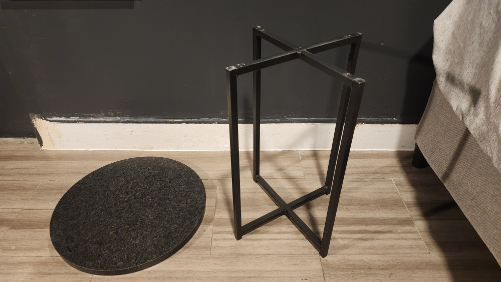 Round Black Marble End Table - photo 2