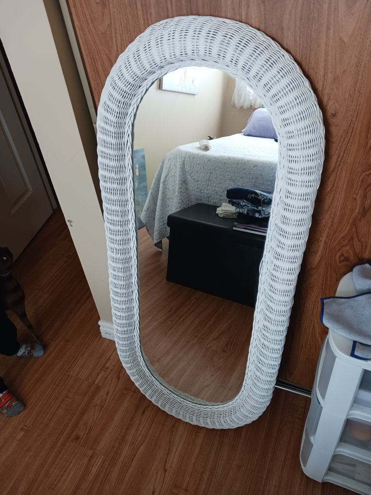 White Wicker Full-Length Mirror