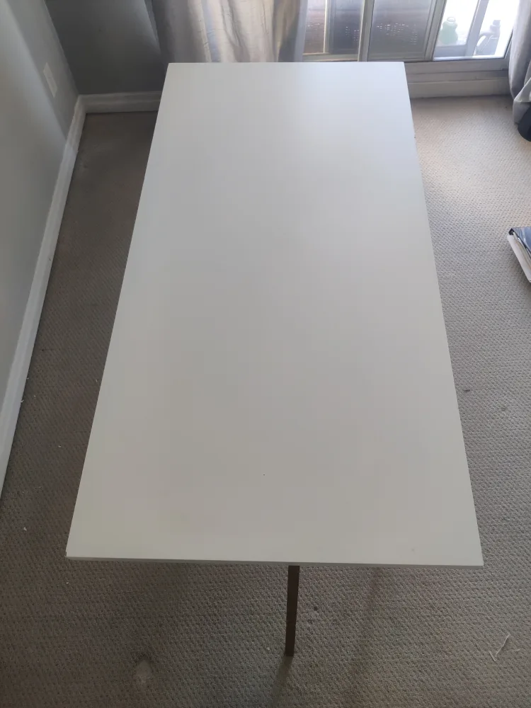 White Desk with Gold Trestle Legs image indicator(10)