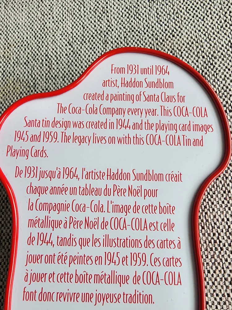 Vintage Coca-Cola Santa Tin with 2 Decks of Playing Cards image indicator(5)