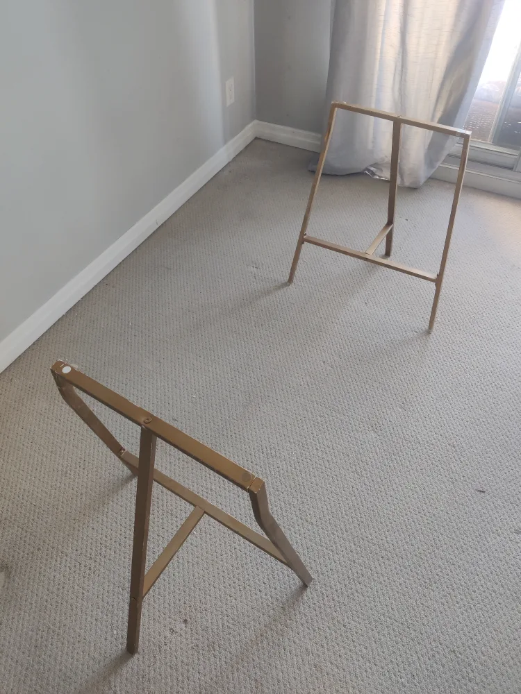 White Desk with Gold Trestle Legs image indicator(2)