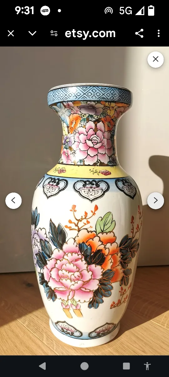 Vintage Porcelain Vase with Floral Design