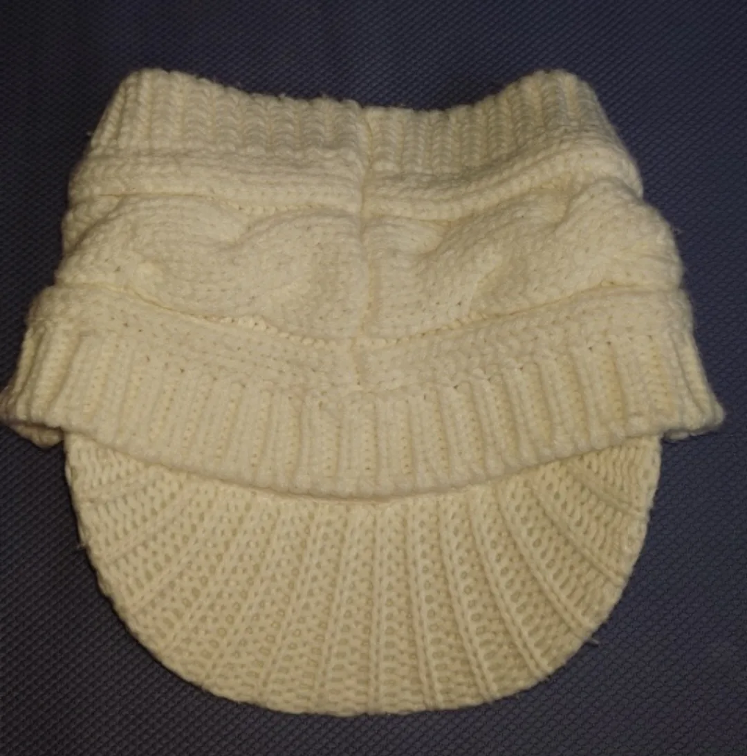 White Knit Beanie with Fold-Down Brim image indicator(3)