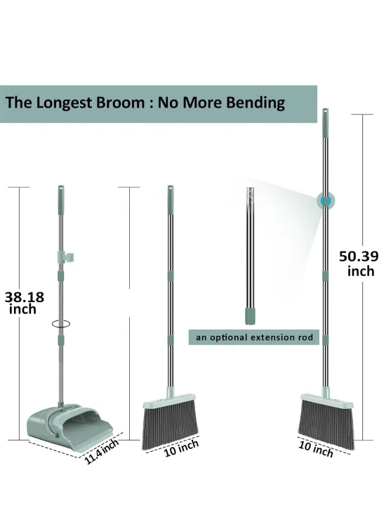 Broom & Dustpan Set sage green new Queens 11357 image indicator(2)
