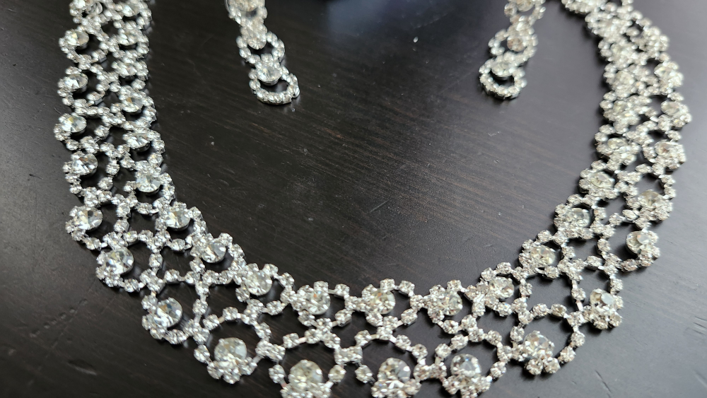 Rhinestone Necklace and Earrings Set🧡 - photo 2
