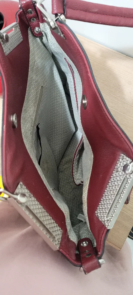 Burgundy Handbag with Silver Hardware image indicator(5)