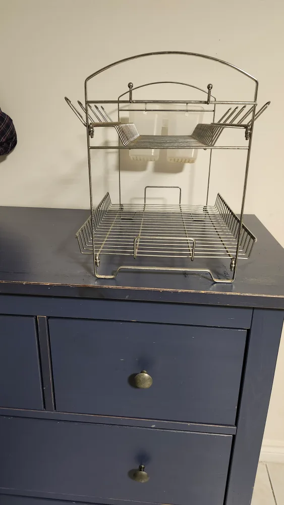 Double decker stainless steel dish dry rack image indicator(2)