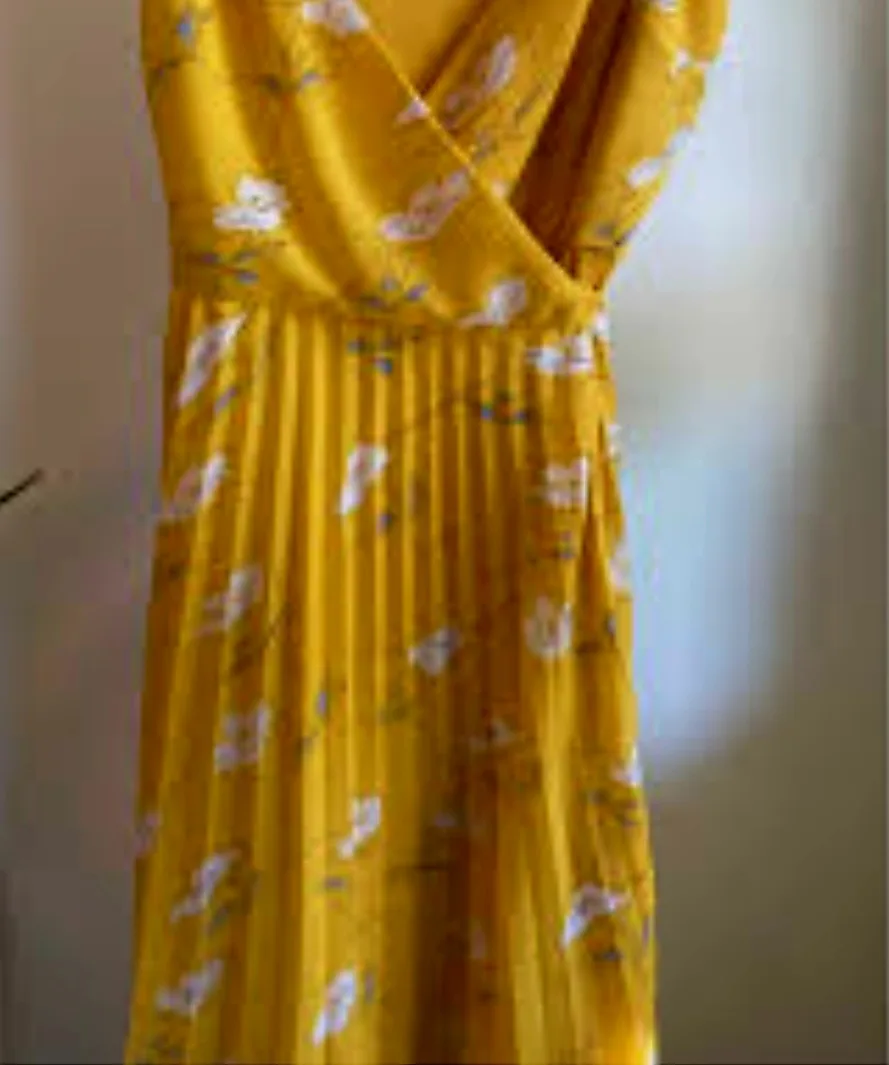 Yellow floral midi straps dress image indicator(2)
