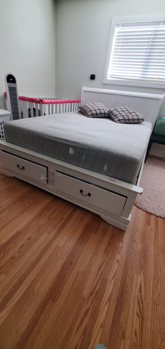 White Queen Bed Frame with Storage