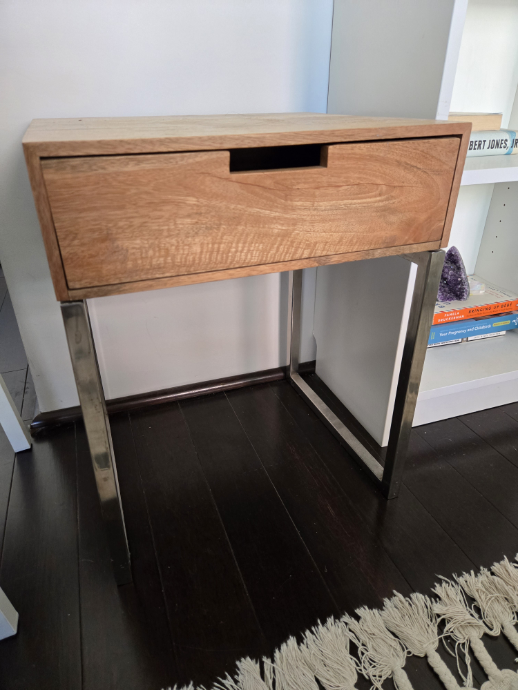 Wood Nightstand with Metal Legs - photo 3