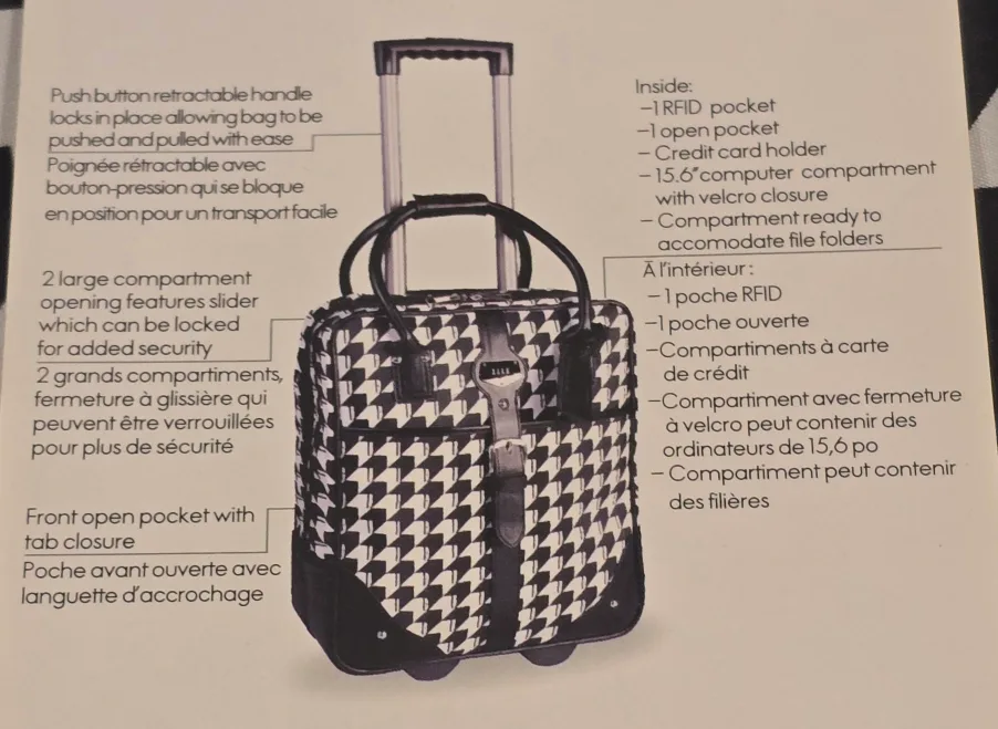 NEW! ELLE Unique & Trendy Rolling Carry-On Office Suitcase image indicator(10)