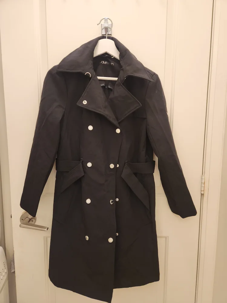 Calvin Klein Black Trench Coat (S) thumbnail