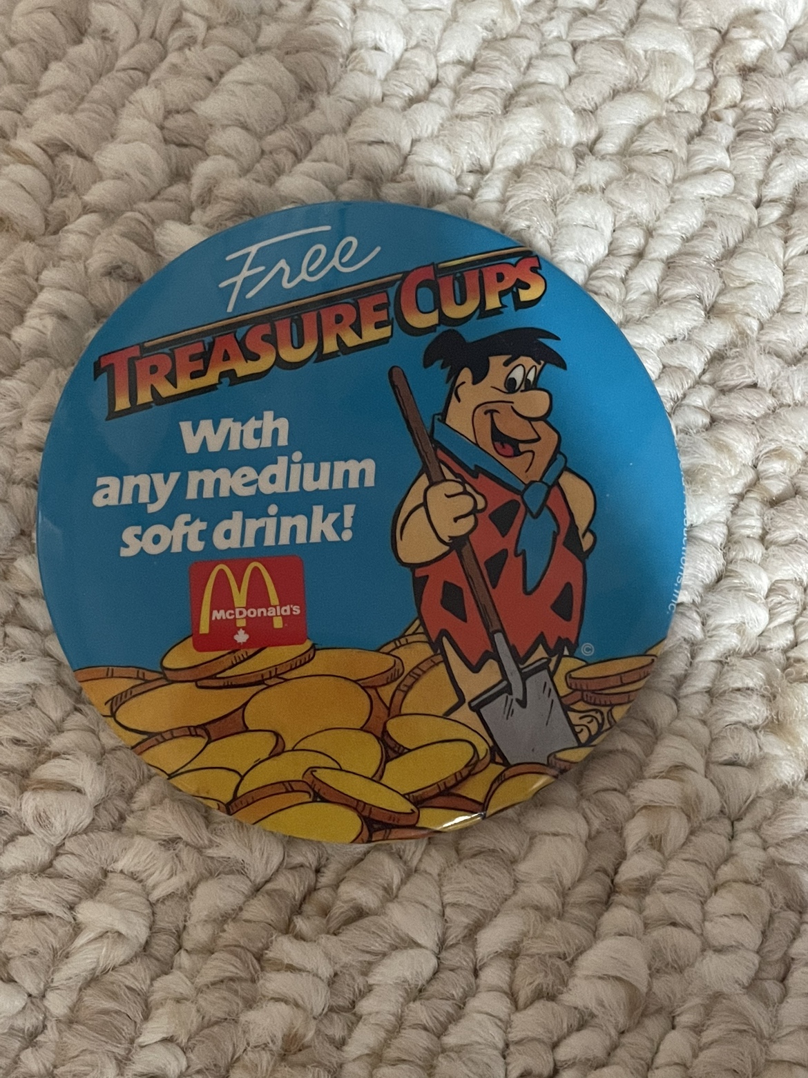 Fred Flintstone Pin Back Pin Mcdonalds 1986