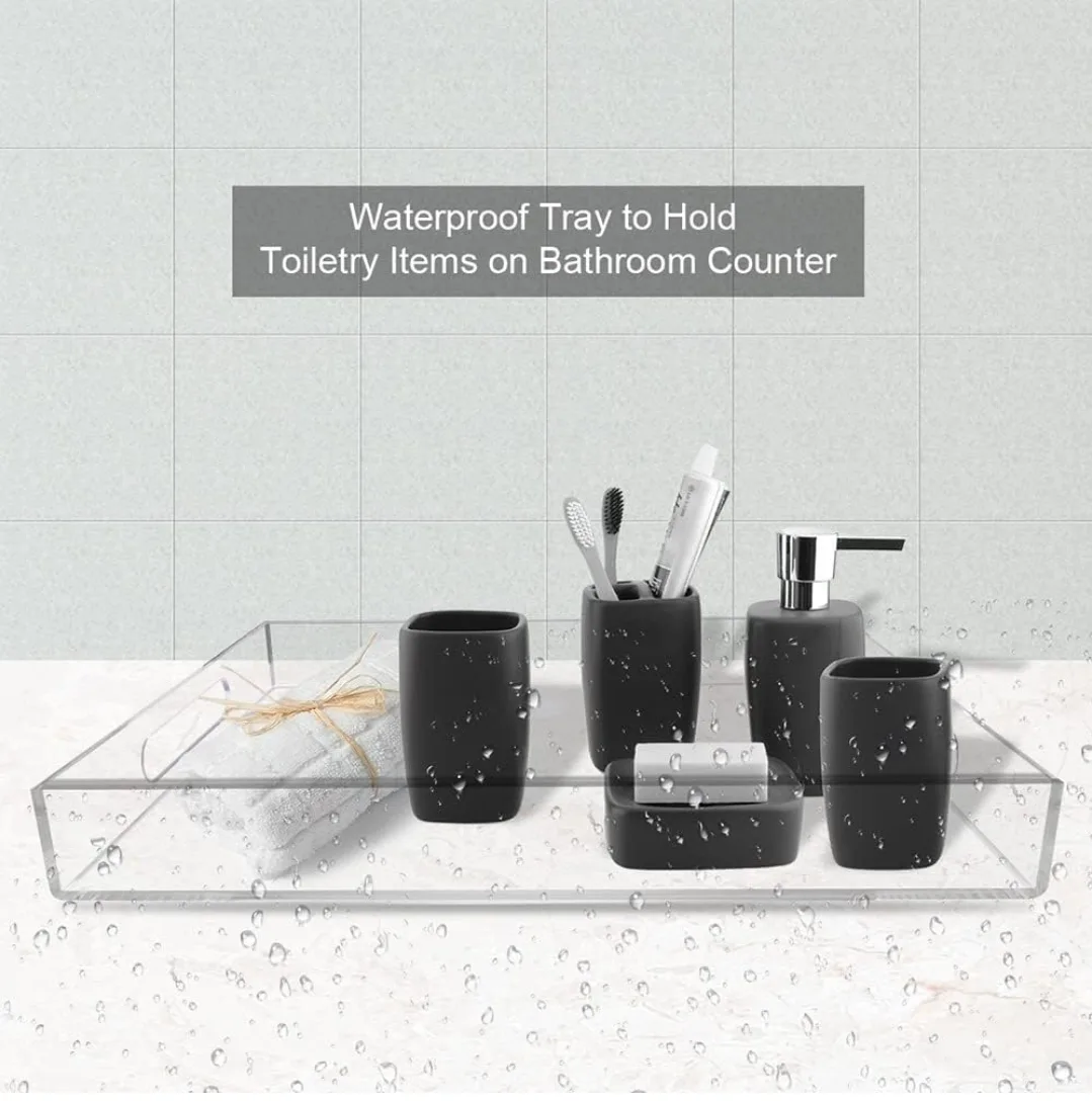 Large Clear Acrylic Serving Tray with Handles 14 x 18 in image indicator(4)