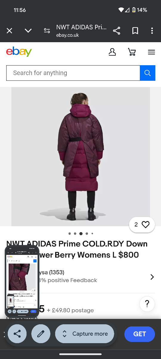 Rare Adidas Prime COLD.RDY Down Parka Power Berry - photo 5