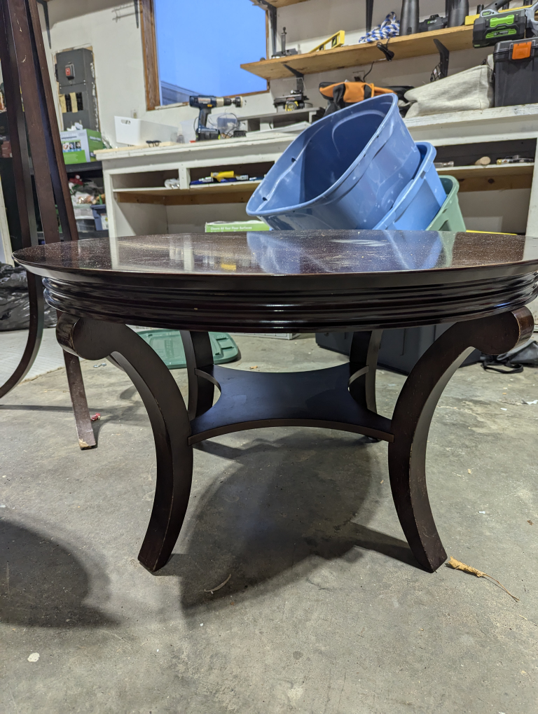 Round Coffee Table - dark wood, lightly stained - photo 2