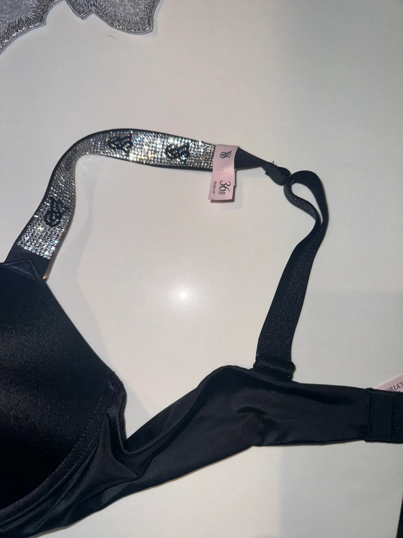 Victoria's Secret Black Bra with Rhinestone Straps image indicator(3)
