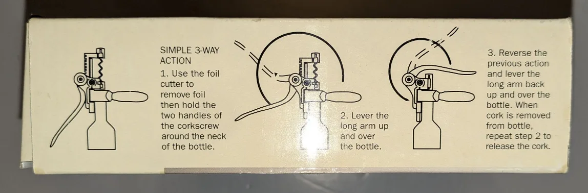 Lever Pull Corkscrew - All Metal Gears - l NIB image indicator(6)