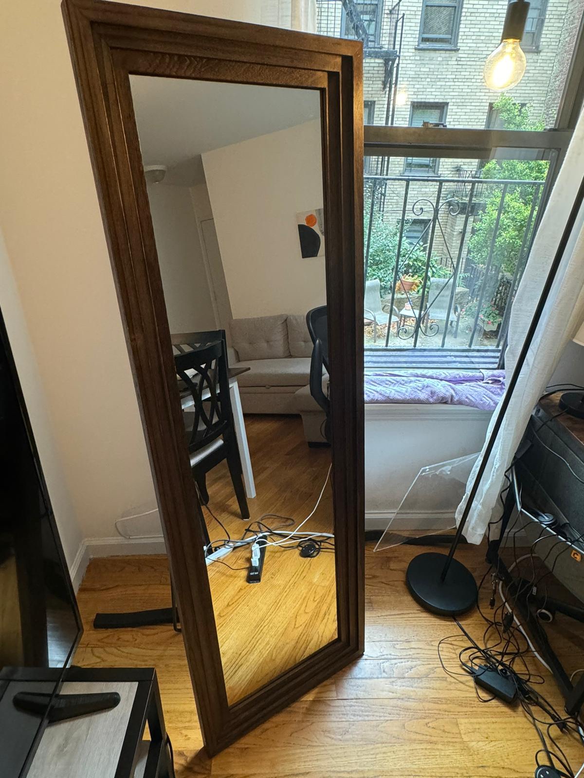 Full Length Mirror with Dark Wood Frame